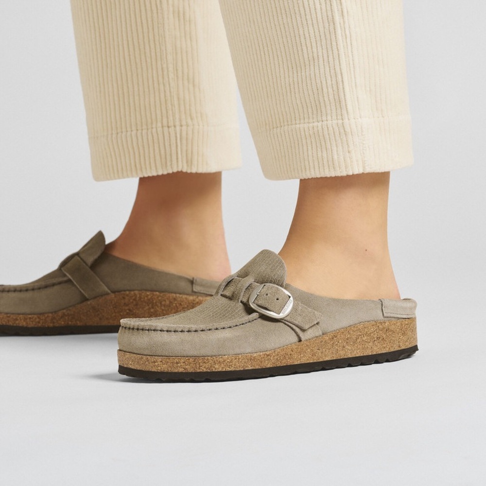 Birkenstock | Buckley Suede Corduroy Clog Womens Size 38 US 7 Gray - Picture 6 of 13